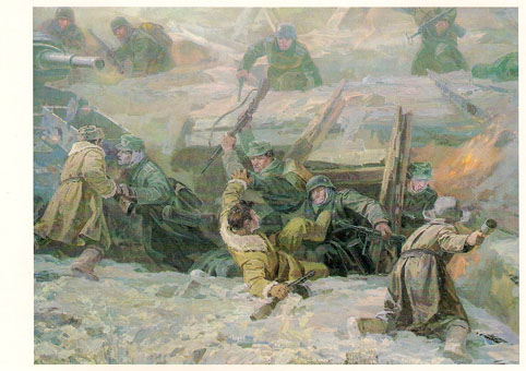 Почтовая открытка «Бой в траншее. Рукопашная схватка» - 1988г., СССР